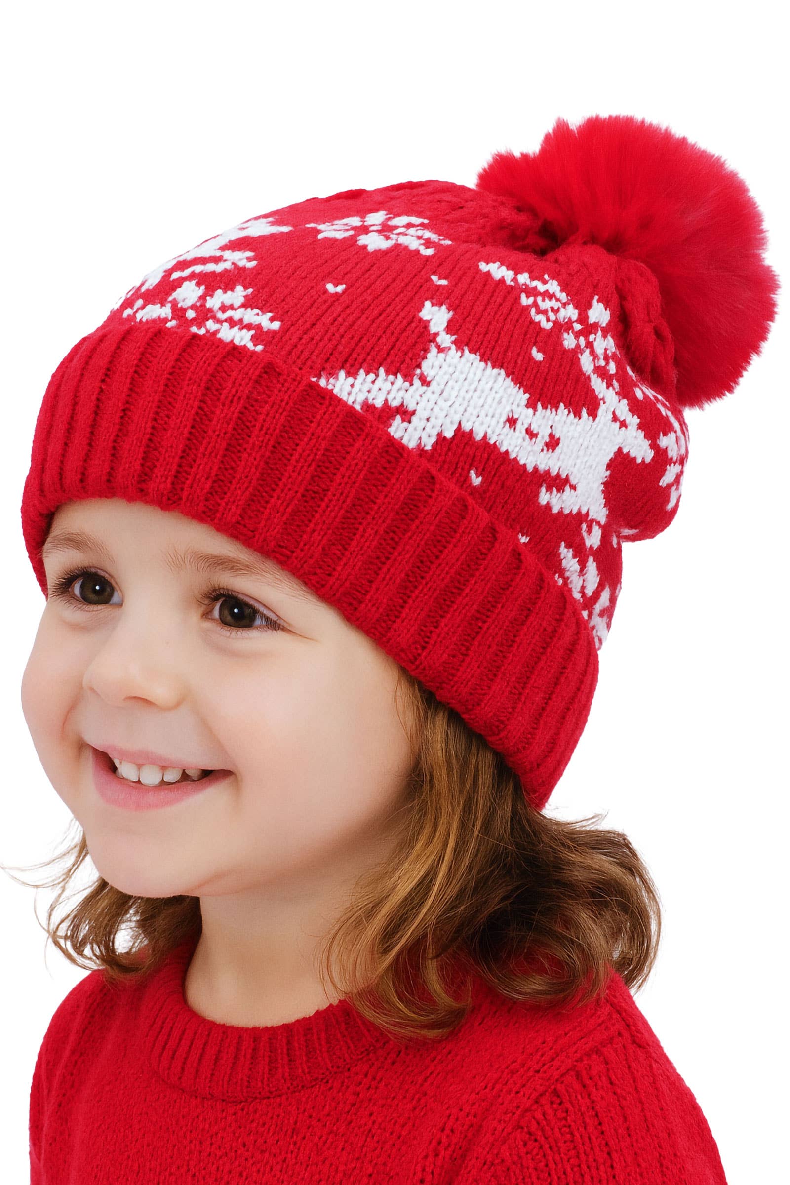 SURTIDO Gorro de Renos y Copos de Nieve Forrado de Forro Polar para Niños de venta al por mayor en Faire1