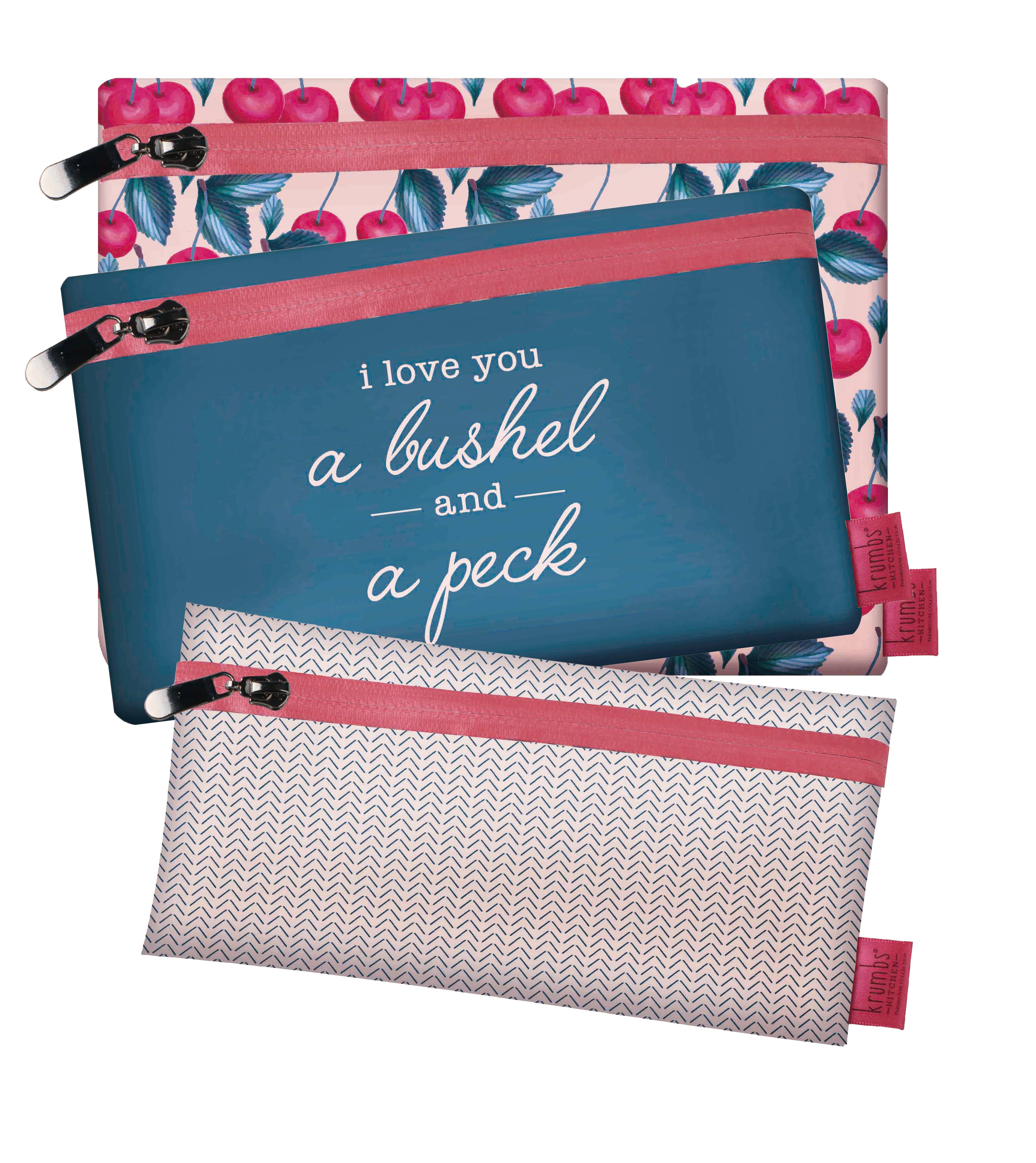 DM Merchandising - Wholesale Food Storage Wrap/Bag - Krumbs Kitchen Farmhouse 3-Pack Reusable Storage Bags6