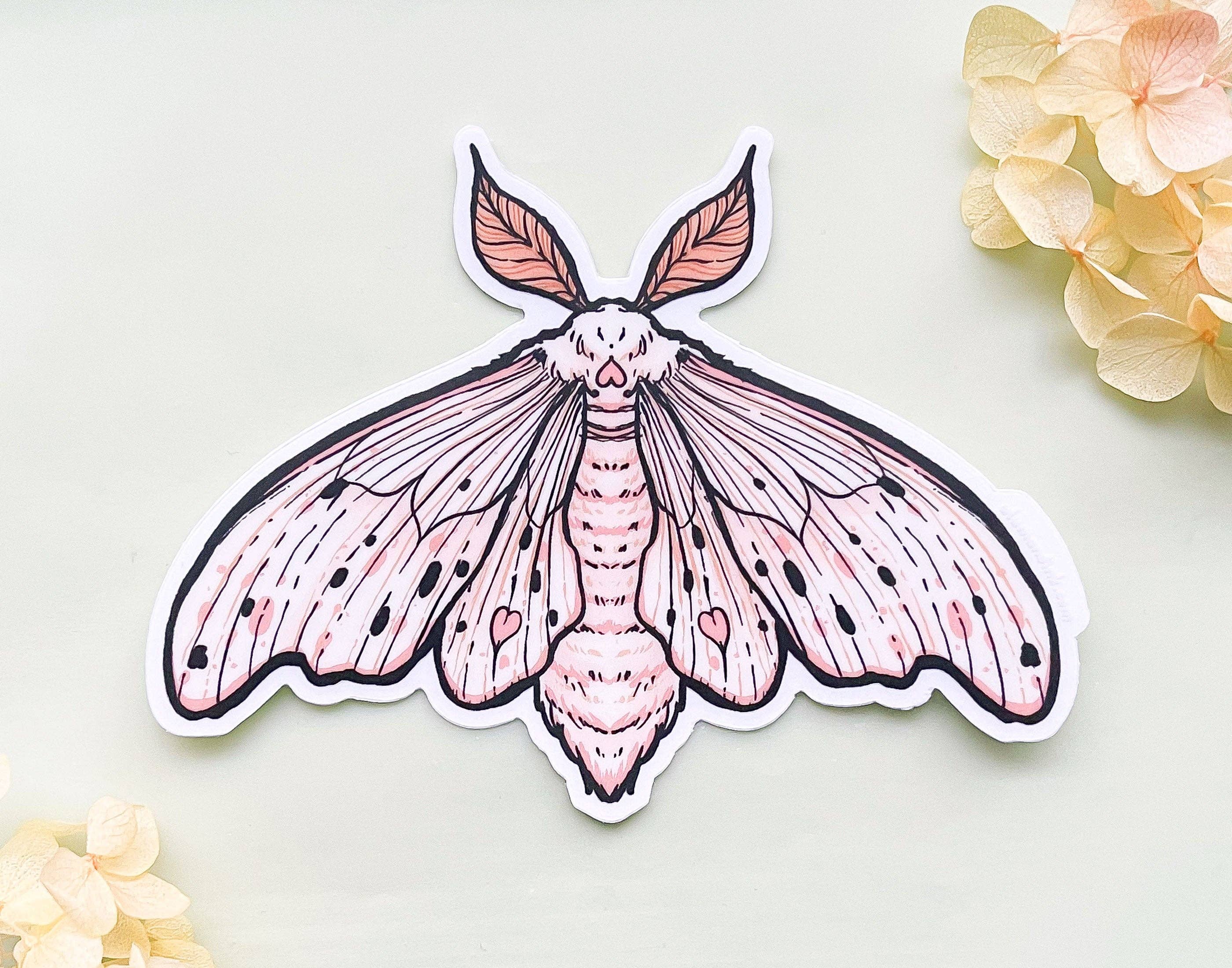 Alum and Ink - Wholesale Sticker - Poodle Moth (Domestic Silk Moth, Bombyx mori) Clear Vinyl Sticker1