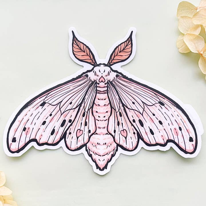Alum and Ink - Wholesale Sticker - Poodle Moth (Domestic Silk Moth, Bombyx mori) Clear Vinyl Sticker1