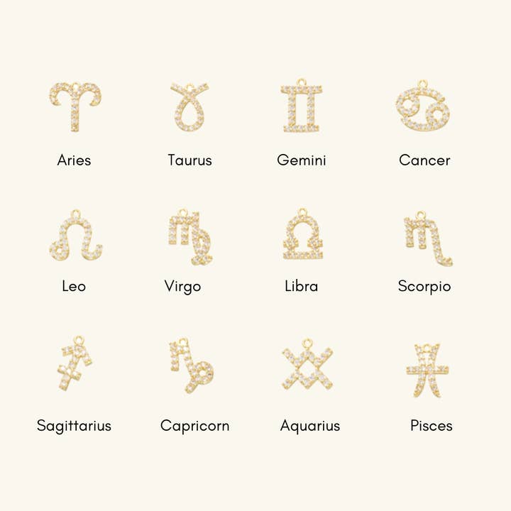 FULL SET: 18k Stainless Steel Gold Necklace Zodiac Set for wholesale by Elyse Jewelry