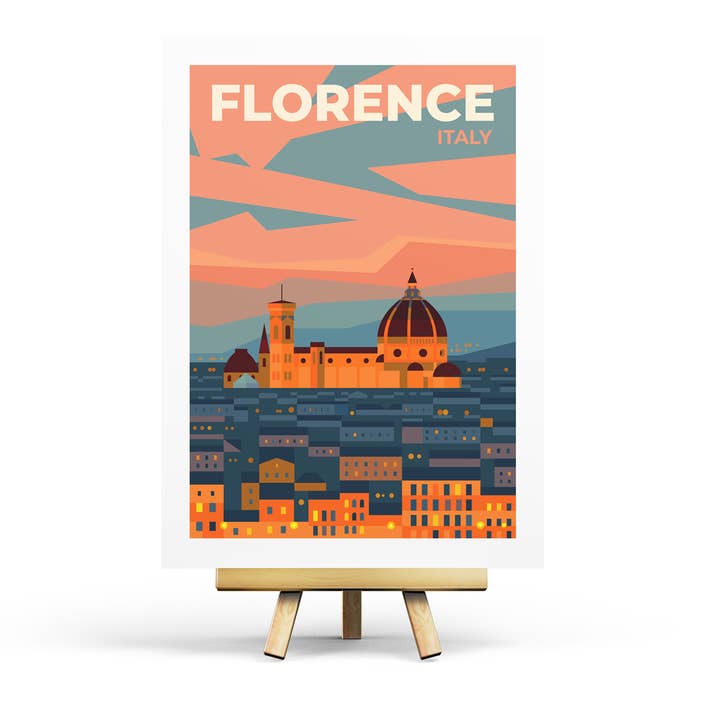 Florence - Retro Travel Postcard for wholesale by Penpaling Paula