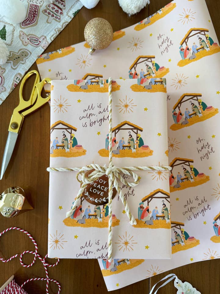 Nativity Christmas Wrapping Paper - 3 Sheets Per Roll for wholesale by Shea Lettering