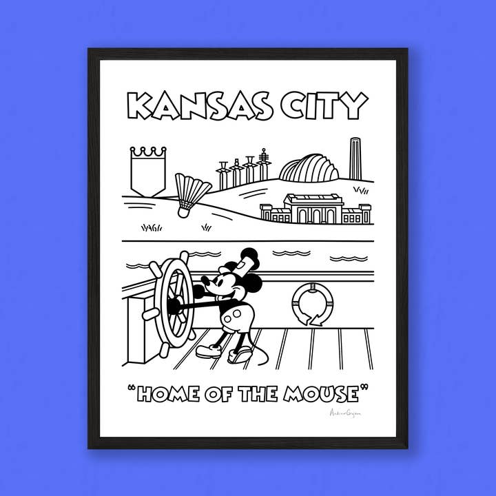 Home of the Mouse - Kansas City Print for wholesale by Knight Owl Design