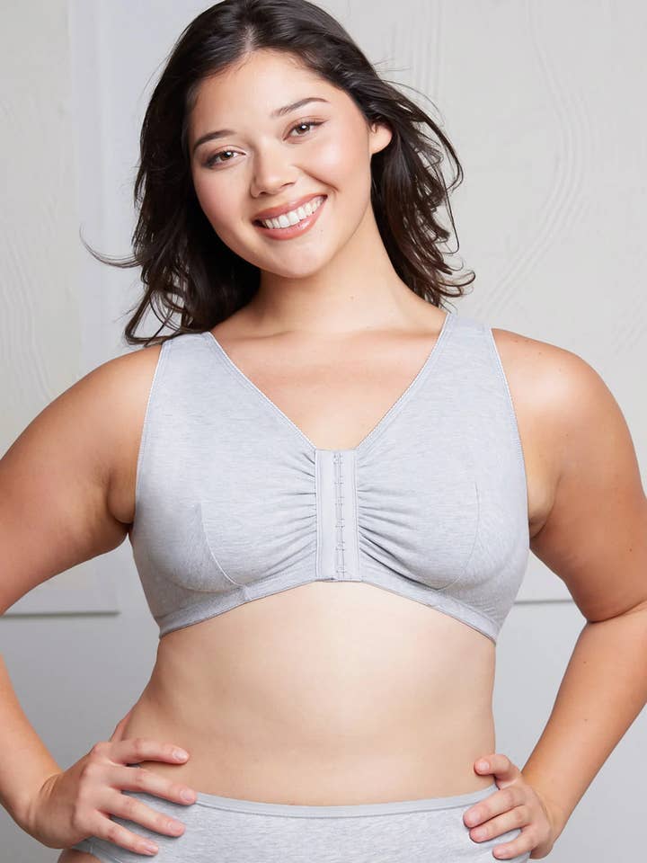 Leading Lady Cotton Front-Closure Comfort Sleep Bra LL110HGR for wholesale by Lingerie Mart