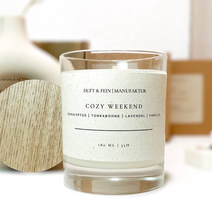 Duft & Fein. – Großhandel Kerze im Glas / gefüllte Kerze – Duftkerze "Cozy Weekend"4