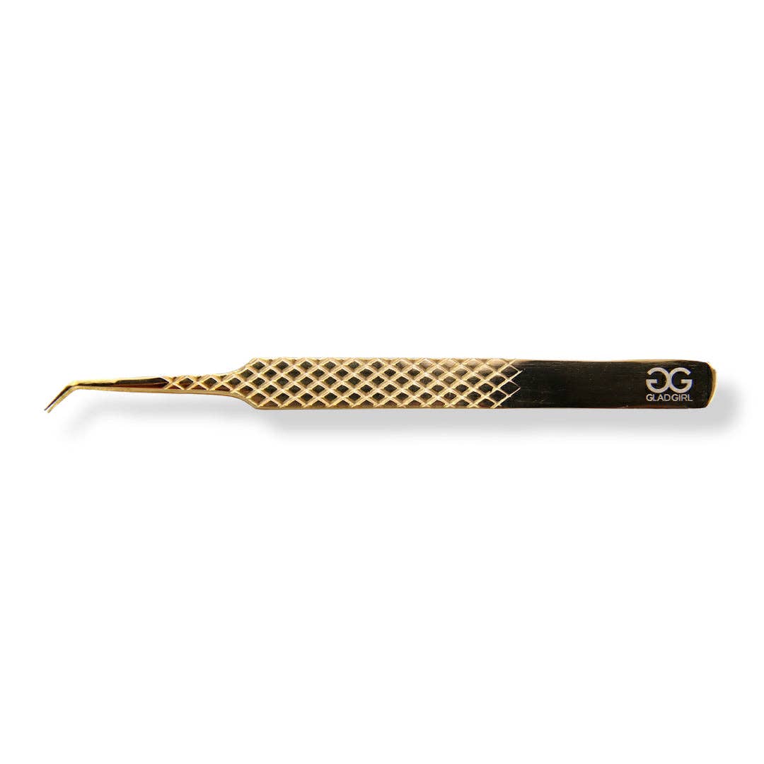 GladGirl - Wholesale Tweezers - Titanium Gold Diamond Grip Tweezers for Volume Lashes4