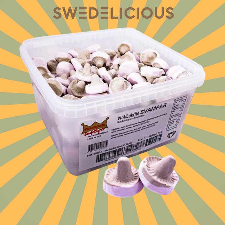 Schaumpilze - Lakritz Veilchen - Schwedische Süßigkeiten für den Großhandel von Swedelicious - Swedish Candy