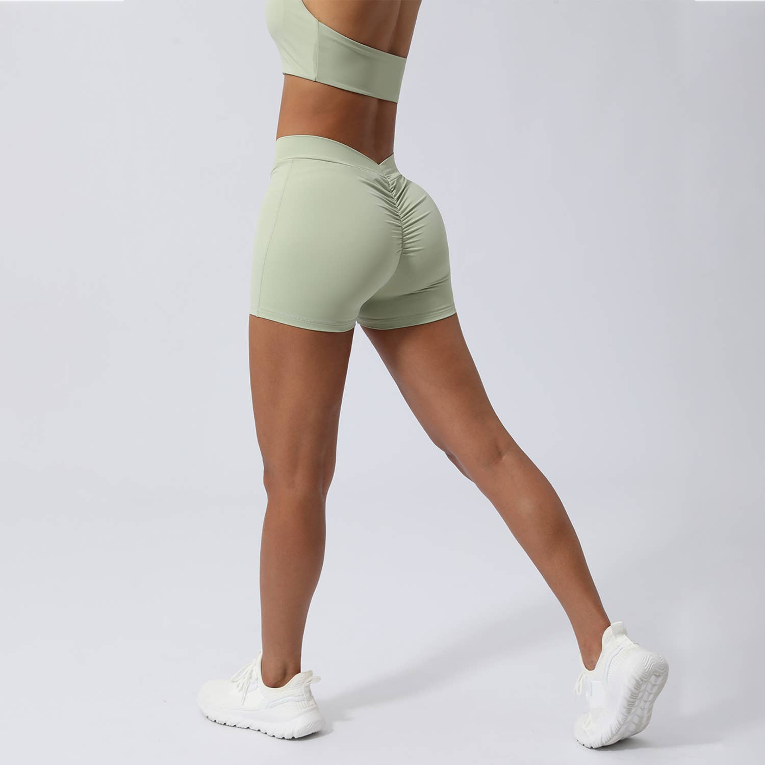 Sodalemon - Wholesale Athletic Shorts - Women's - Women V-Cross Waist Butt Lifting Yoga Shorts3