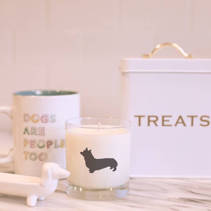 Scripted Fragrance - Wholesale Jar/Filled Candle - Corgi Dog Soy Candle in Drinking Glass Two-In-One Gift9