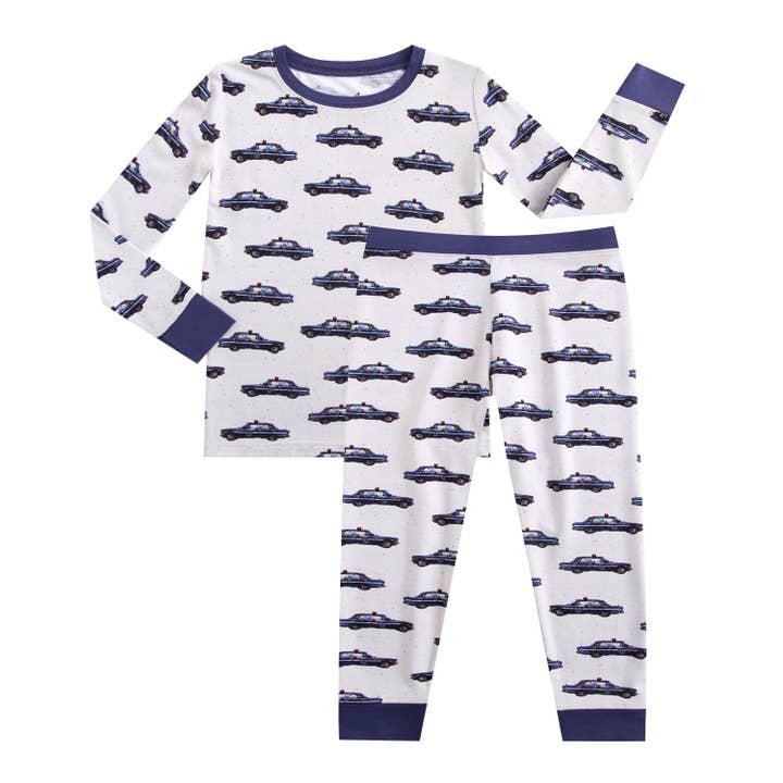 Pijama de 2 piezas con coche de policía vintage para venta al por mayor de Castles and Coasters