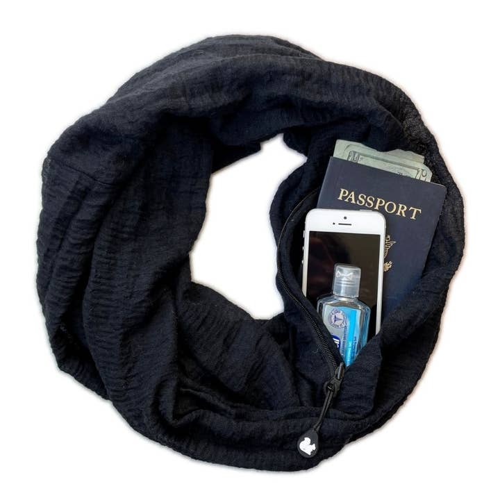 Écharpe convertible Infinity avec poche™ | Peaceful Black pour la vente par SHOLDIT
