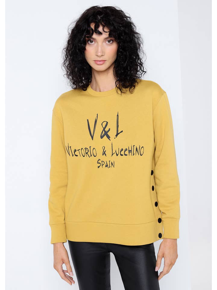 PAUSANT SHOP ONLINE - Venta al por mayor Sudadera estampada - Mujer - V&LUCCHINO - Sudadera grain print con cuello caja