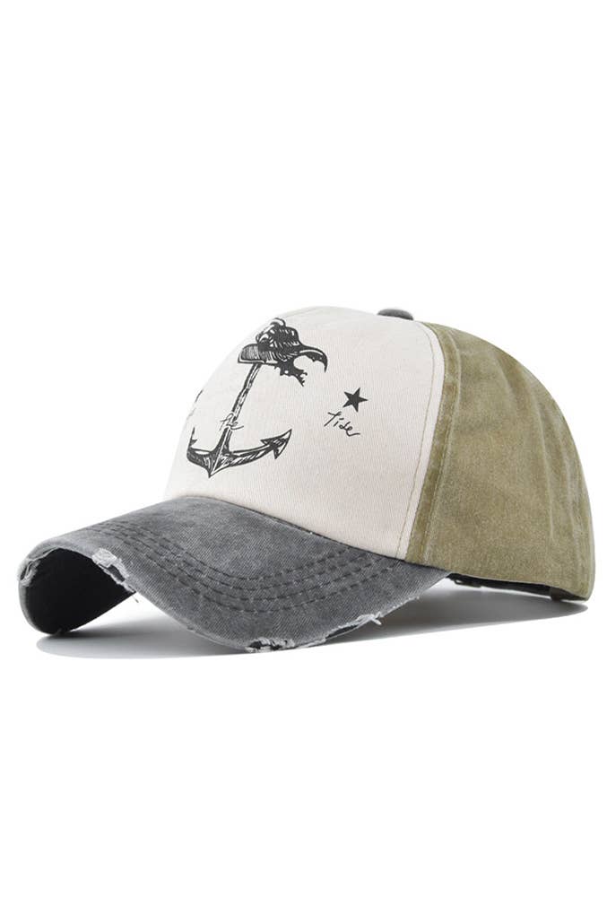 UNISHE - Wholesale Baseball Cap - Women's - Anchor Print Baseball Cap MOQ 3pcs DX0453
