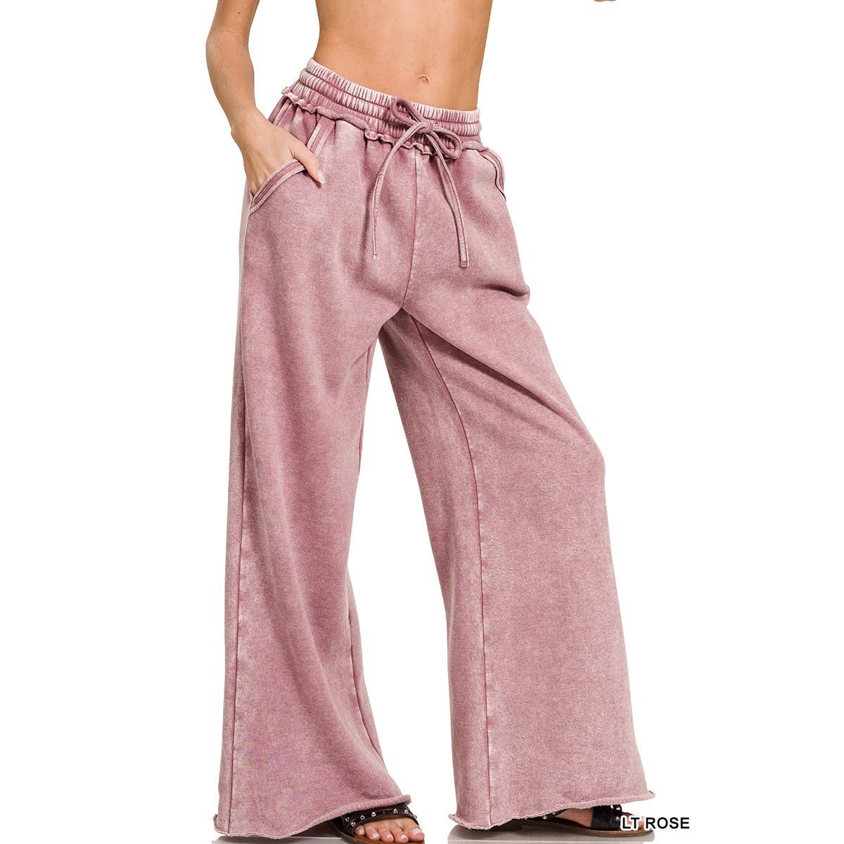 Apolline – Großhandel Hose – Damen – Apolline Acid-Wash Fleece Palazzohose mit Taschen9