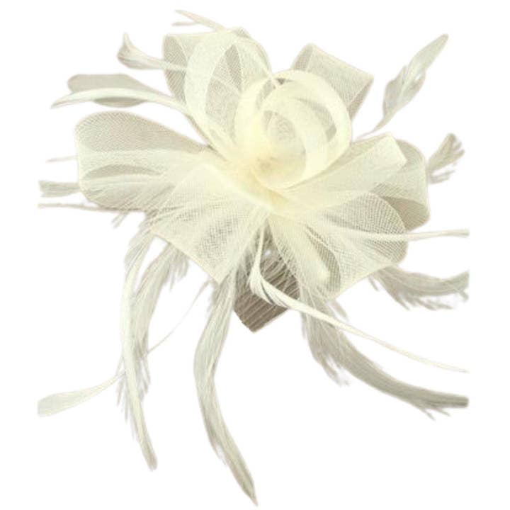 Topkids Accessories - Wholesale Fascinator Hat - Women's - Looped Net Fascinator Feather Comb Fascinator Fascinator Hair Slide Fascinators Wedding Hats Royal Ascot Hat On Clear Comb For Women, Ladies, Girls