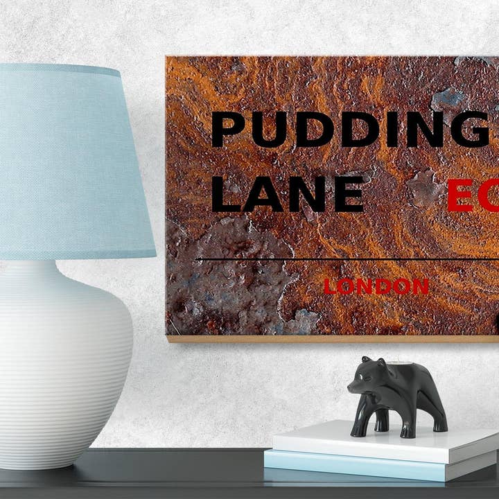 Femer - Wholesale Sign - London wooden sign 18x12 cm Pudding Lane EC3 wooden decorative sign3
