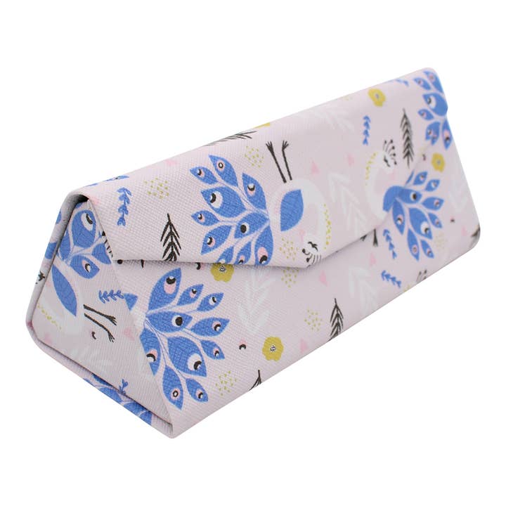 Real Sic - Vendita all'ingrosso Custodia/supporto per occhiali - Unisex - Custodia rigida magnetica pieghevole per occhiali in ecopelle - pavone5