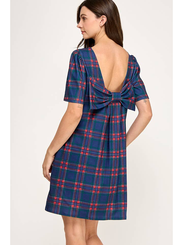 Peace Love Line - Wholesale Dress - Women's - PL9704 - PLAID PRINTED SHIFT DRESS WITH BACK BOW DETAIL15