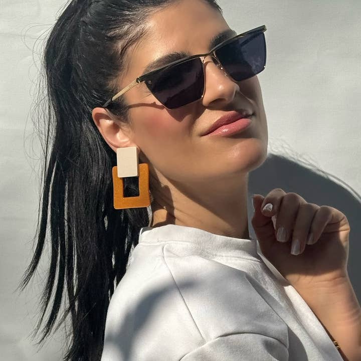 Christina Christi - Wholesale Clip-on earrings - Colorful Square Earrings, Clip On Earrings Women, Geometric