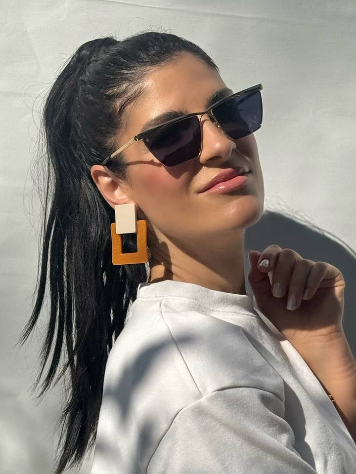 Colorful Square Earrings, Clip On Earrings Women, Geometric for wholesale by Christina Christi