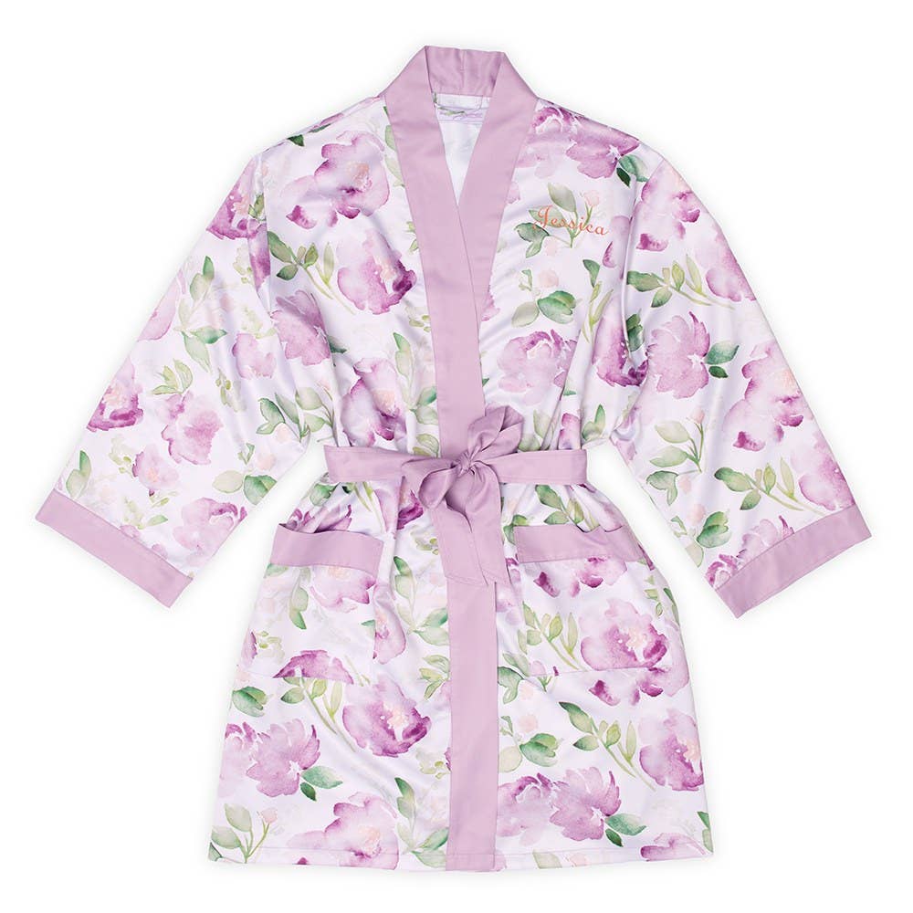 Weddingstar Inc. - Wholesale Robe - Women's - Women's Floral Satin Robe With Pockets - 4 Colors8
