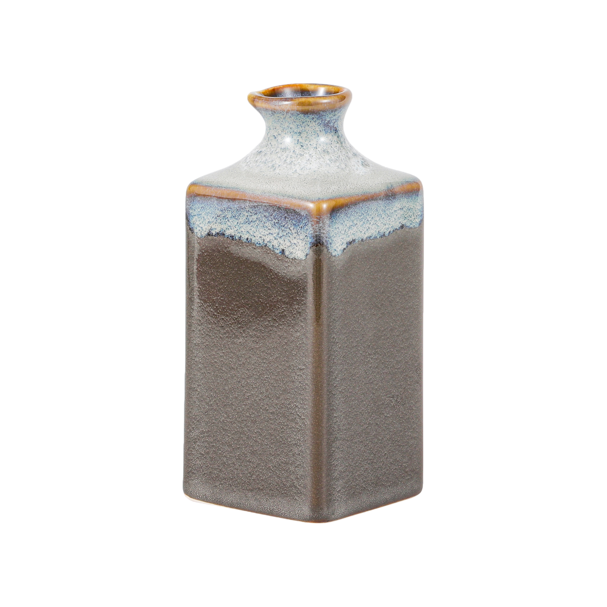 Urban Tokyo - Wholesale Cocktail/Liquor Glass - Olive Green Reactive Glaze 12oz Square Sake Bottle (6/72)0