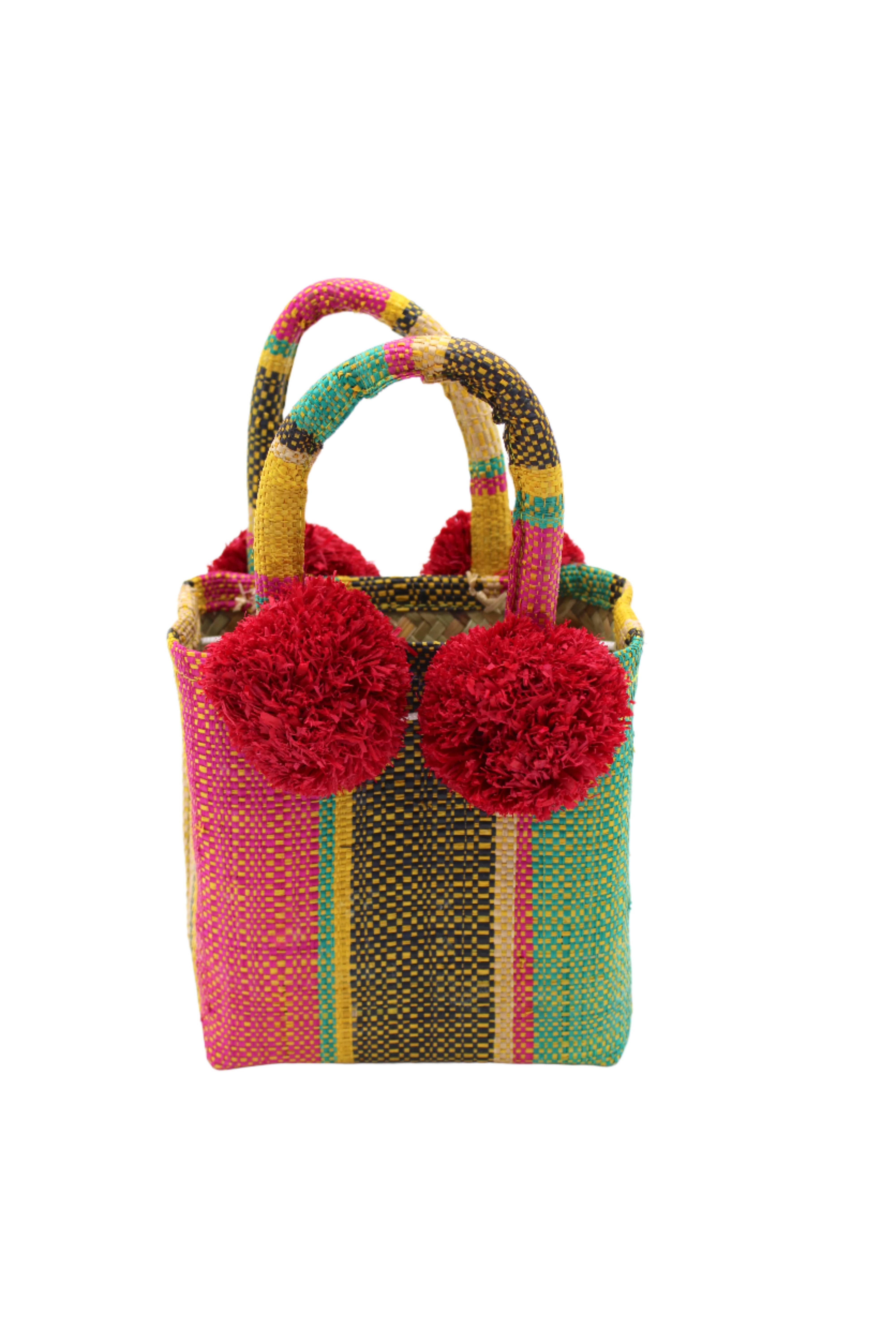 Shebobo - Wholesale Top Handle Bag - Women's - Schooner Straw Mini Bag with Pompom Accent12