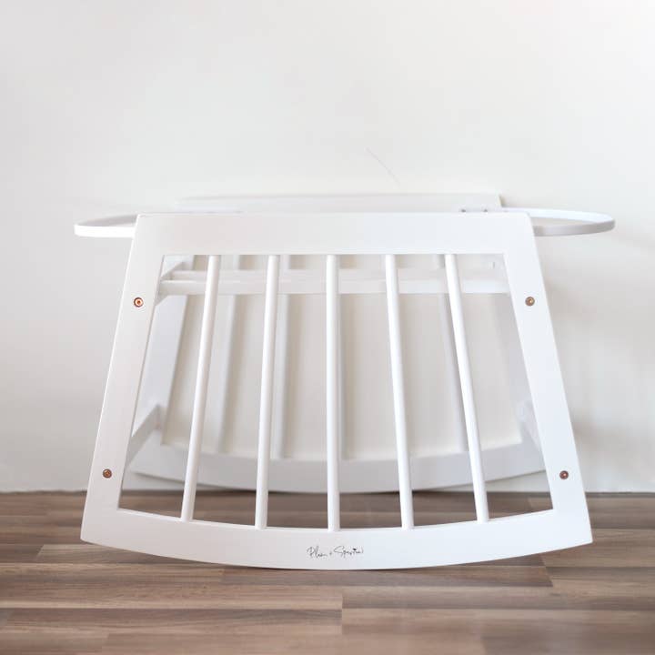Modern Rocking Moses Bassinet Stand with brake- White for wholesale by Plum & Sparrow