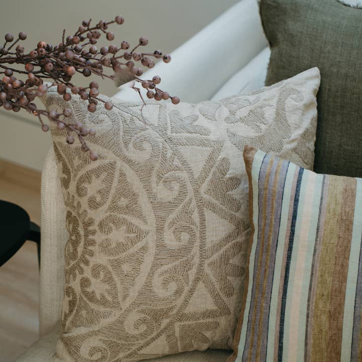 20x20 Linen Suzani Pillow for wholesale by INDABA HOME