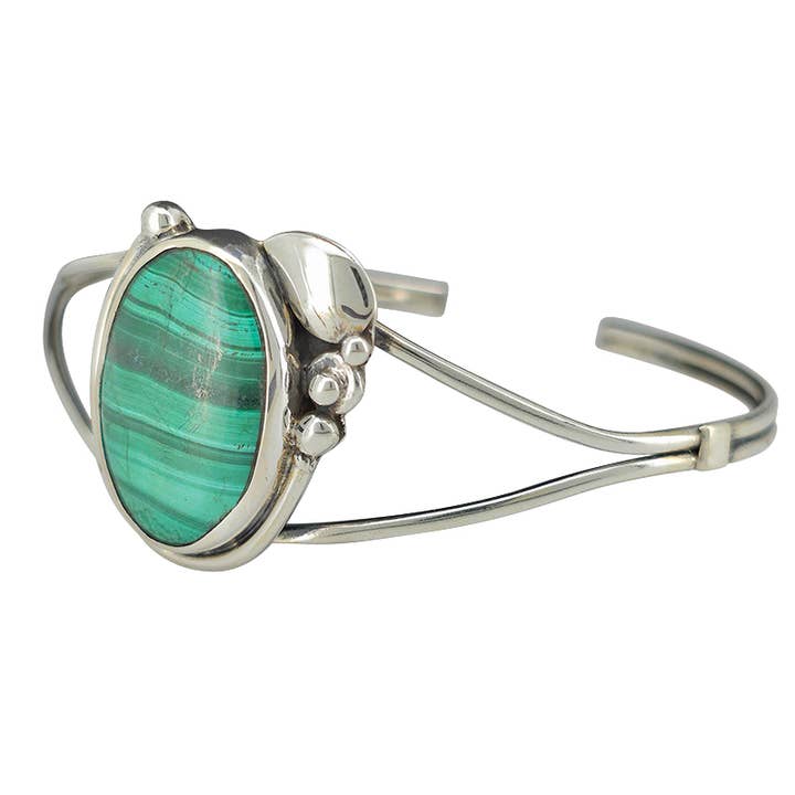 Malachite Sterling Silver Cuff Bracelet for wholesale by Amberman