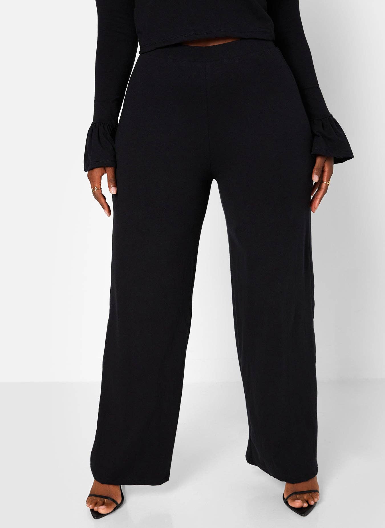 Black Keep Watching Wide Leg Pants for wholesale on Faire0