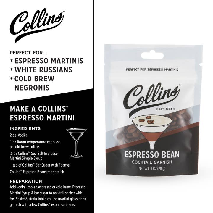 Collins - Wholesale Cocktail Mix/Syrup - Espresso Bean Cocktail Garnish 1 oz2