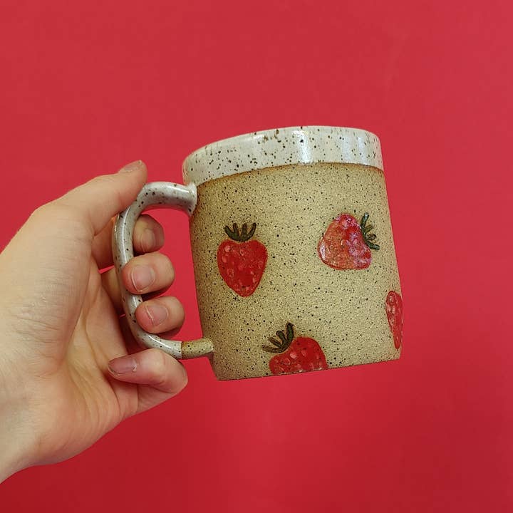 Osso Ceramics - Wholesale Coffee Mug - Strawberry Stamped Mug