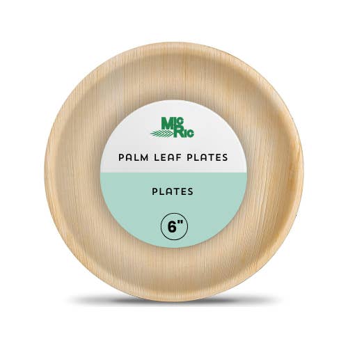 MicRic - Wholesale Disposable Plate - Palm leaf 6 Inch Round Plate (600 Pack) Buy By Box