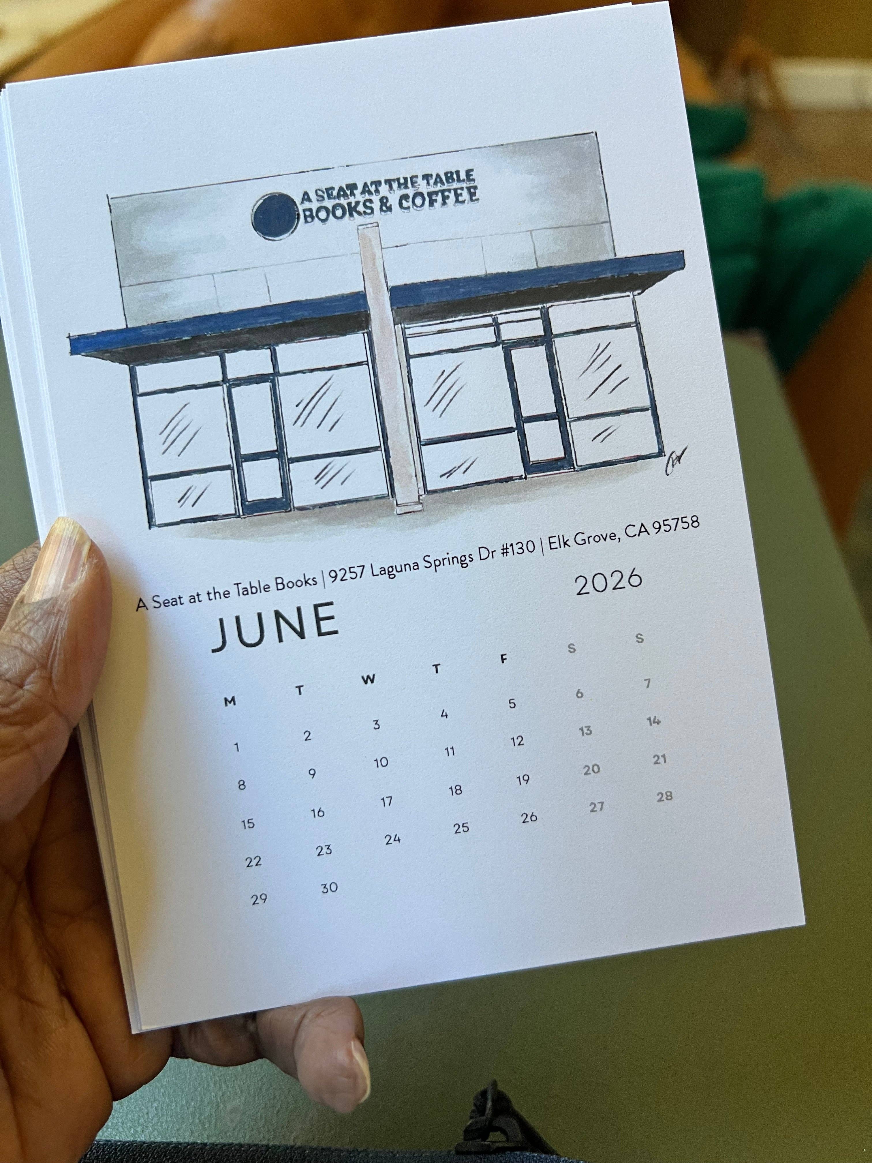 PriyaOriginalsArt - Wholesale Calendar - Bookshops of Sacramento 2026 Desktop Calendar + easel12