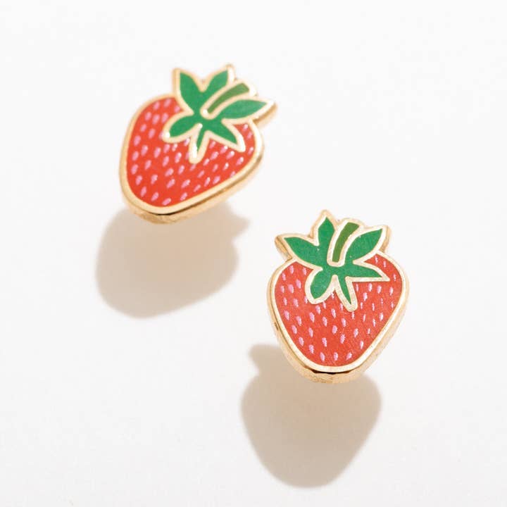 Strawberry Enamel Stud Earrings for wholesale by Larissa Loden