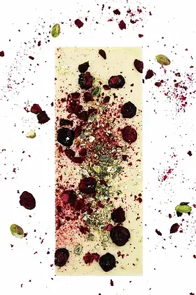 Ritonka ...made with love - Wholesale Chocolate Bar - ritonka gourmet white chocolate; pistachios, cherries, gold1