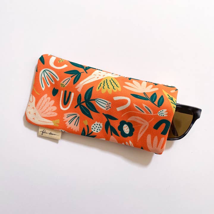 Fabric Drawer - Wholesale Eyewear cases & holders – Women's - Handmade Fabric Sunglasses/Glasses Case - Orange Flowers5