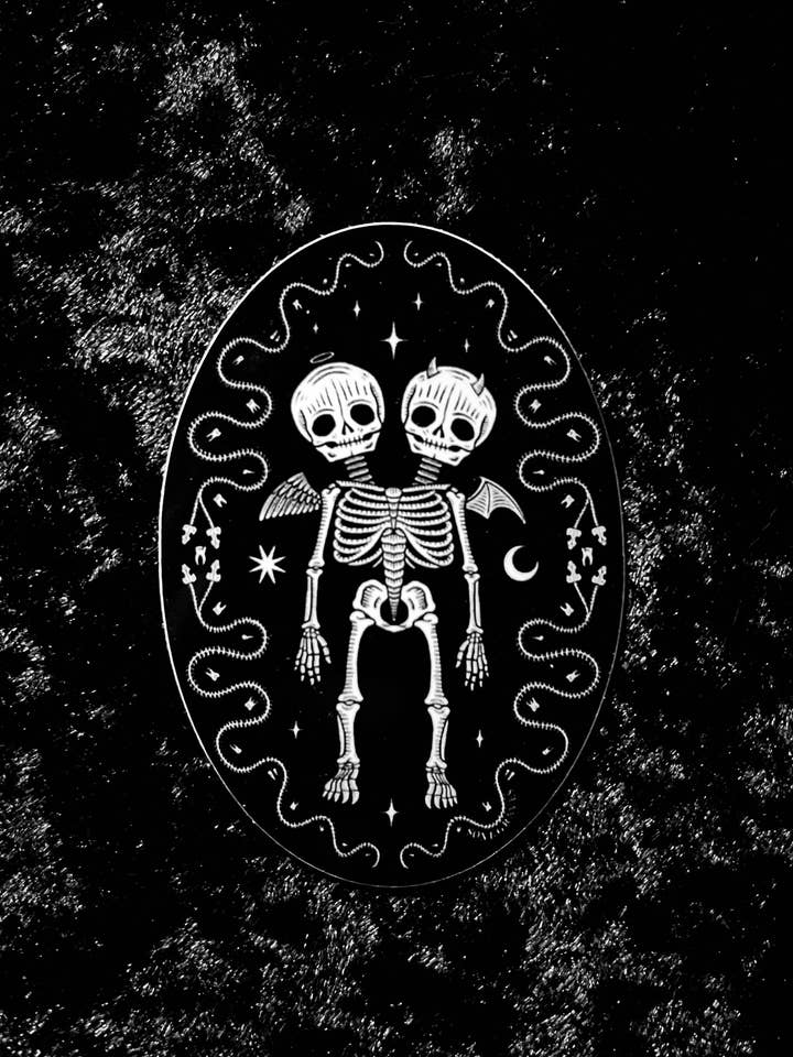 Oddities Skeleton Sticker: Waterproof, Spooky Whimsical Goth for wholesale by Soni Graves