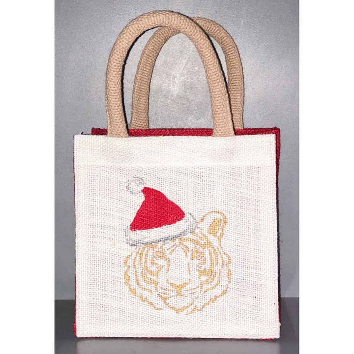Sac cadeau Tiger Santa Petite blanc/rouge 7 x 7 x 5 pour la vente par The Royal Standard