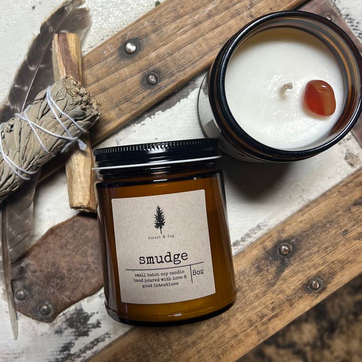 8oz Hand Poured Soy Small Batch Candle-Smudge for wholesale by forest & fog