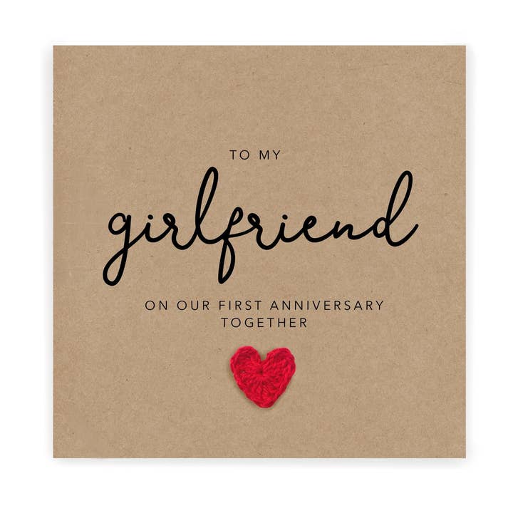 To My Girlfriend On Our First Anniversary Card, First Annive for wholesale by Fifi's Handcrafted