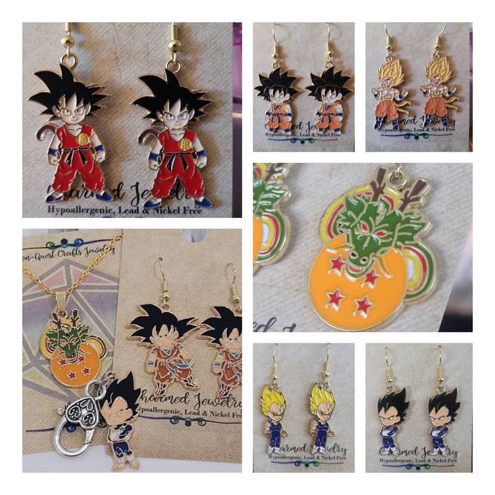 Con-Quest Crafts - Wholesale Jewelry Set - Shounen Anime Inspired Earrings, Necklaces & Zipper Pulls 23