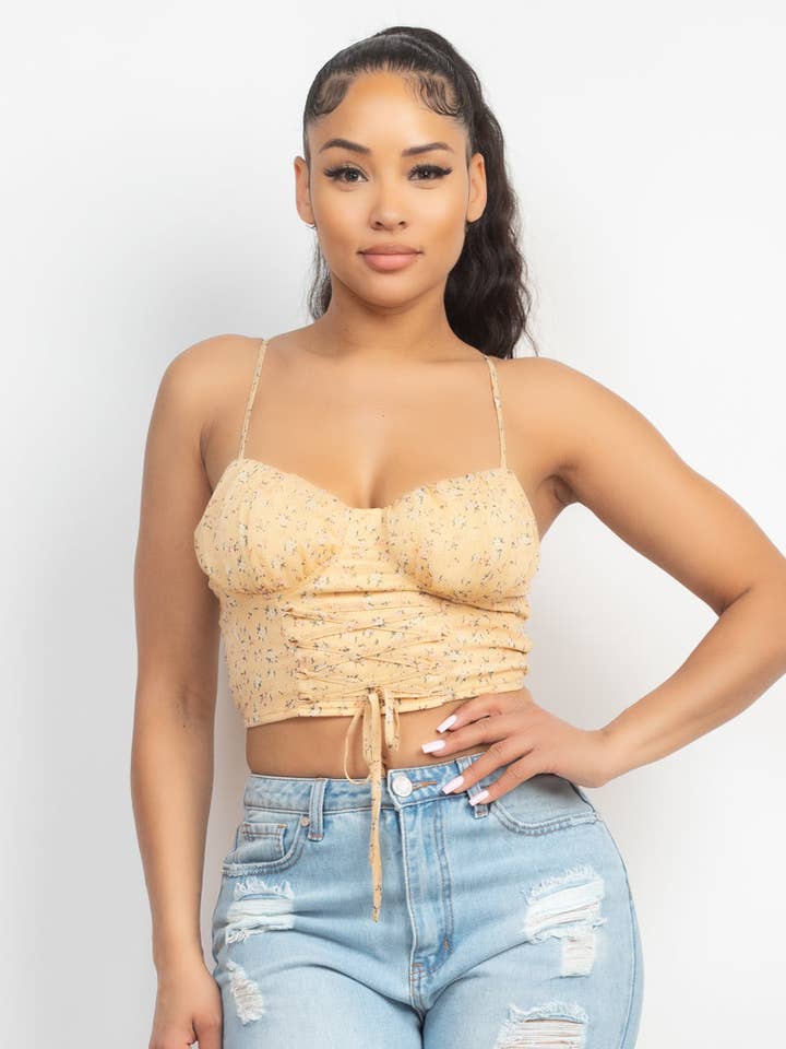 CC Wholesale Clothing - Wholesale Blouse - Women's - Floral Ditsy Front Tie Top0