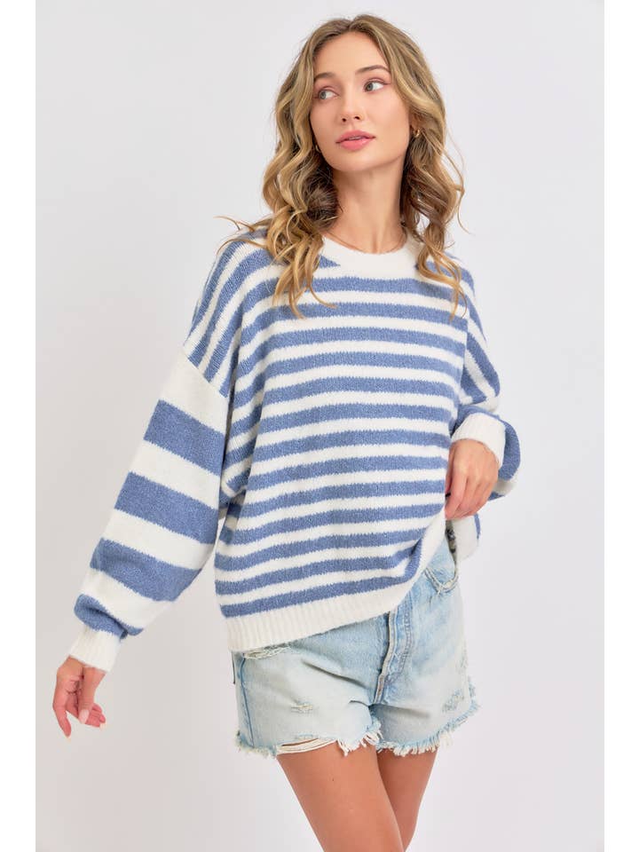 Sweet Lovely by Jen - Wholesale Knit Sweater - Women's - SOFT COZY EVERYDAY WARDROBE STRIPED KNIT SWEATER 6
