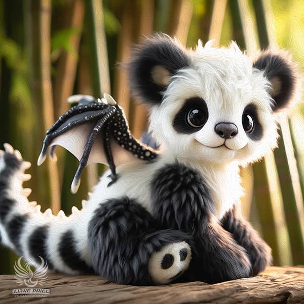 Impression photo lustrée de 8 x 8 po, sans cadre, Paulie the Panda Dragon pour la vente par Liane Pinel Design