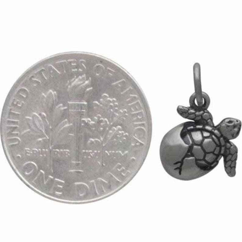 Plazko - Wholesale Individual Charm/Pendant - Baby Sea Turtle Charm Sterling Silver 14x10mm - 1pc2