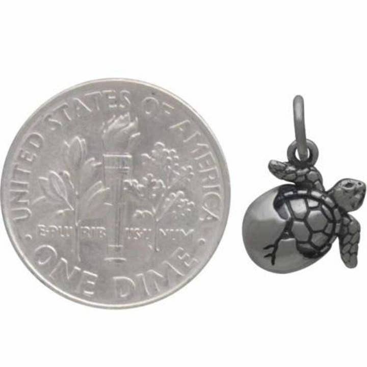Plazko - Wholesale Individual Charm/Pendant - Baby Sea Turtle Charm Sterling Silver 14x10mm - 1pc2