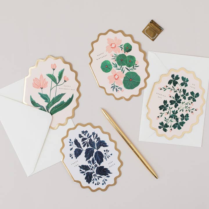 Katie Housley - Wholesale Wedding card - ON YOUR WEDDING DAY BOTANICAL SCALLOP DIE CUT CARD1